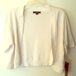 White cropped short sleeve sweater